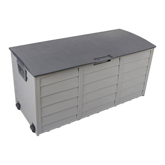 Fithood 75gal 260L Outdoor Garden Plastic Storage Deck Box Chest Tools Cushions Toys Lockable Seat