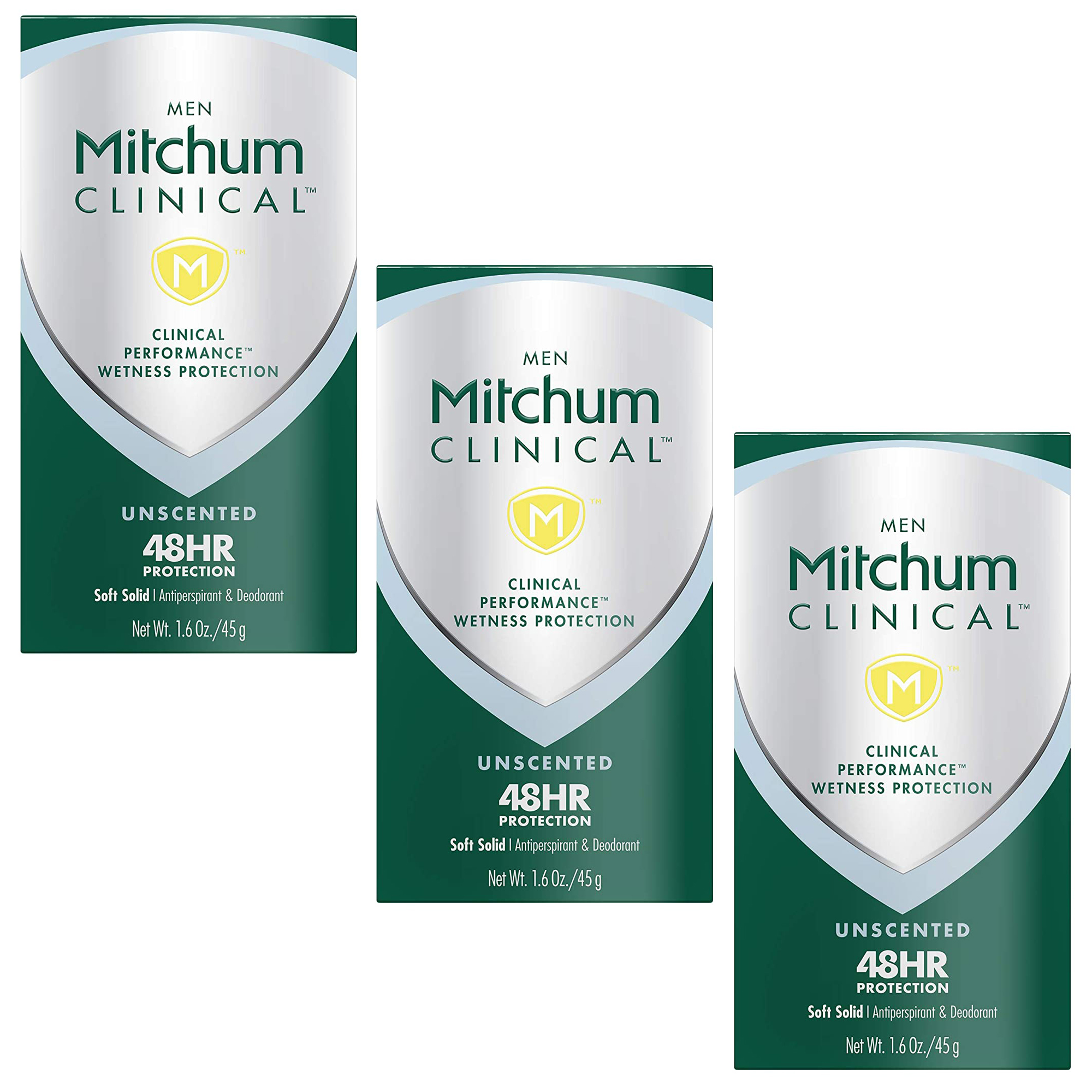 Pack of (3) Mitchum Men Clinical Soft Solid Antiperspirant Deodorant