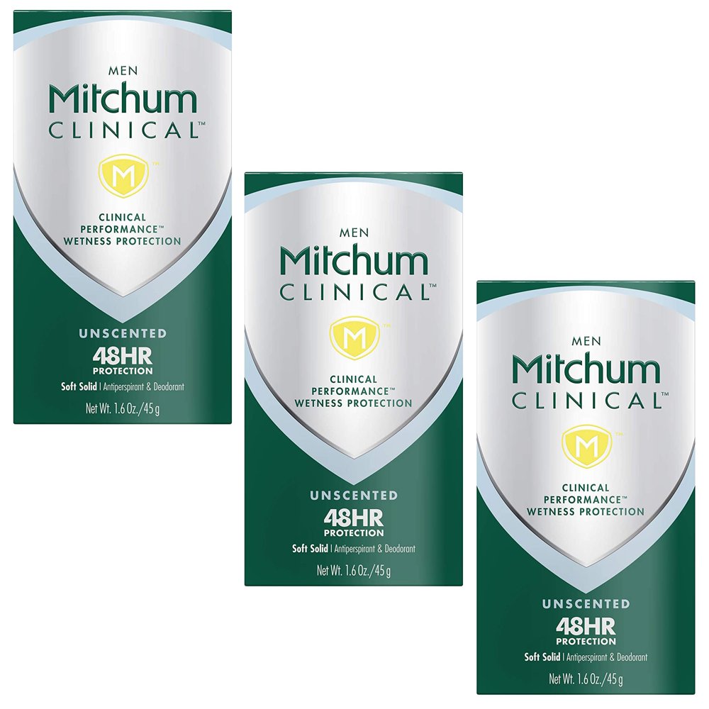 Pack of (3) Mitchum Men Clinical Soft Solid Antiperspirant Deodorant