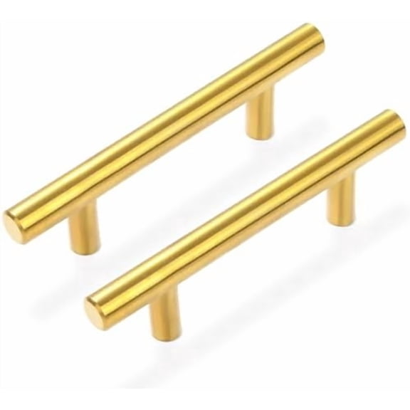 30 Pack Brushed Brass Cabinet Handles Gold 3 Inch Hole Center Cabinet Pulls Stainless Steel Drawer Handles Kitchen Cabinet Hardware Pulls for Cabinets and Drawers - 5" Length,