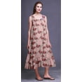 thumbnail image 3 of Bimba Light Pink Salmon4 Floral Leaves & Peony Cotton Nightgowns For Women Mid-Calf Printed Sleepwear Night Dress Small, 3 of 6