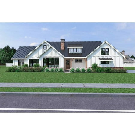 The House Designers: THD-7431 Builder-Ready Blueprints to Build a Farmhouse-Style Split-Bedroom Ranch House Plan with Crawlspace Foundation (5 Printed Sets)
