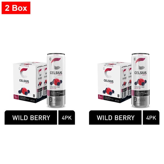 CELSIUS Sparkling Wild Berry Energy Drink Multipack Cans 4 CT / 12 fl oz - 2 Box