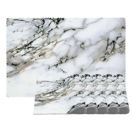 

Placemats Set of 6 Non Slip Washable Table Placemats Classic White Marbling