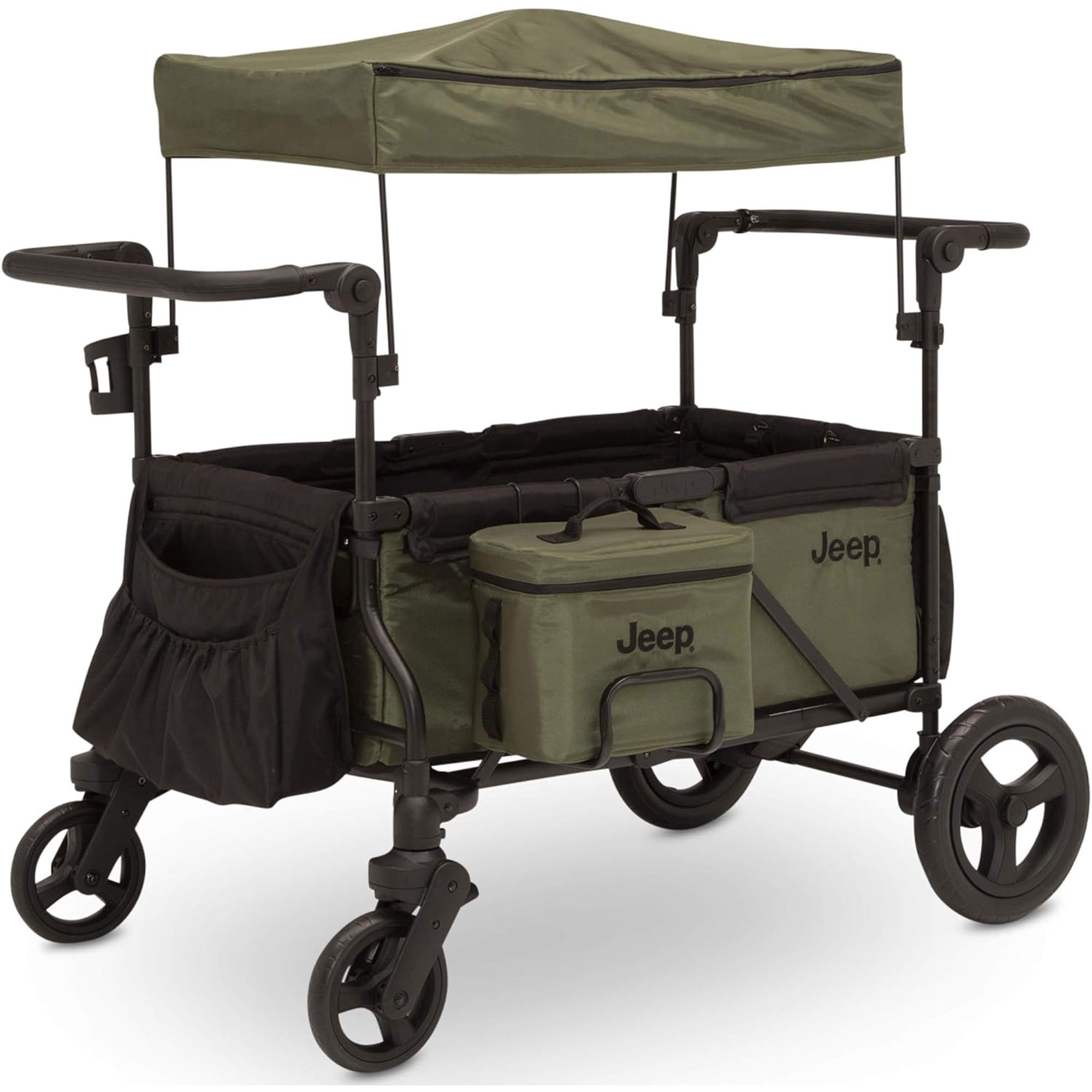 Jeep Deluxe Wrangler Wagon Stroller for 2 Kids with Cooler Bag, Parent Organizer & All-Terrain Wheels by Delta Children