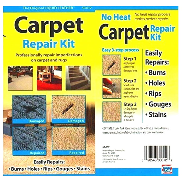 Liquid Leather - Quick 20 Carpet Repair Kit Burns Holes Rips 7L x 3.8W x  1.6H (20-012) Universal