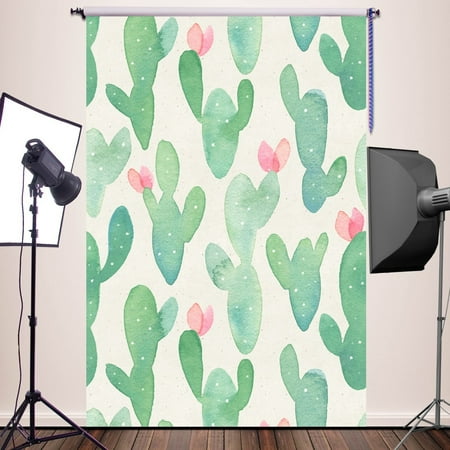 HelloDecor Polyster 5x7ft Cactus Background Floral Photography Baby Backdrop for pictures Newborn Photo Props Baby Studio Props (Best Continuous Lighting For Newborn Photography)