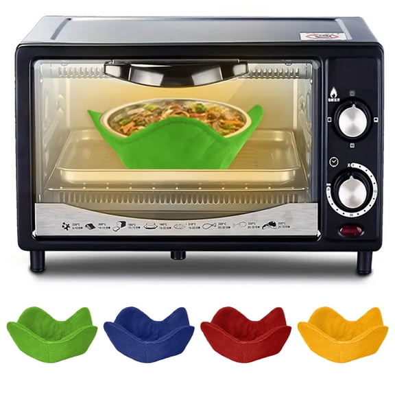 Microwave Bowl Liner | Polyester Hot & Cold Food Cover | Anti-Scald, Multi-Functional Mat | 6.29x6.29in | Easy-Clean, Blue Red Green Yellow | 1 Pack