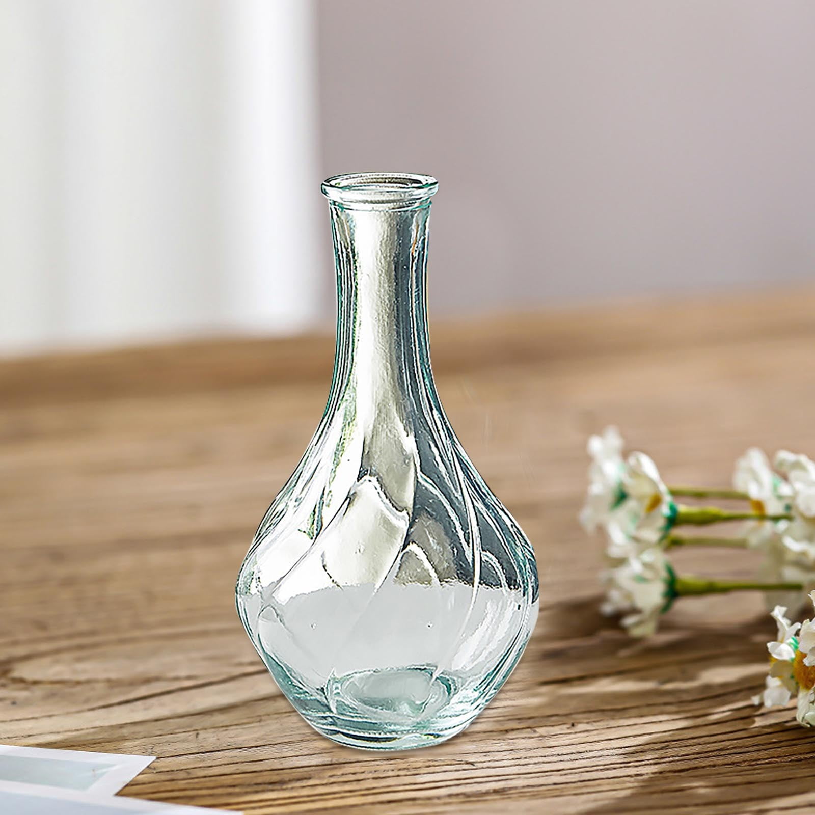 Tyeign Small Clear Glass Bud Vase, 5.9