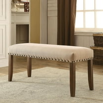 Furniture Of America Brentford Rustic Walnut Bench Ivory Fabric Upholstered Seat