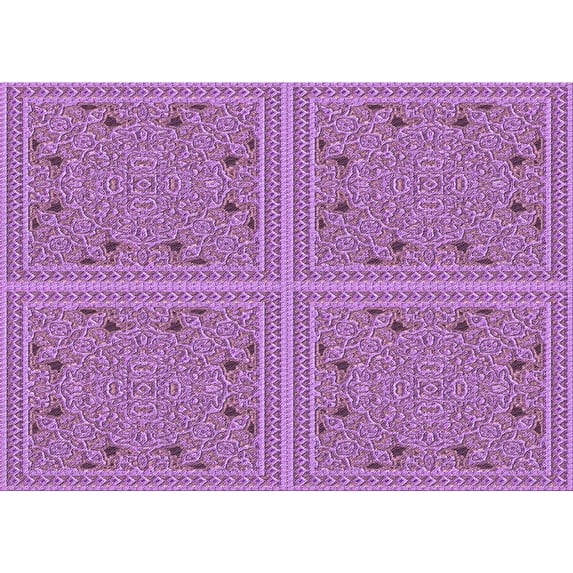 Ahgly Company Indoor Rectangle Patterned Orchid Purple Area Rugs, 7' x 10'