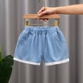 thumbnail image 5 of LWITHSZG Girls High Waist Denim Shorts Elastic Waist Pleated Jean Shorts Casual Summer Jeans Bottoms with&nbsp;Pockets for Kids 2-12 Years, 5 of 7