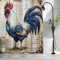 thumbnail image 2 of Blue White Rooster Floral Fabric Shower Curtain Retro Letter Washable Shower Curtains for Bathroom, Waterproof Bath Curtain with Hooks Home Decor 72x72in, 2 of 8