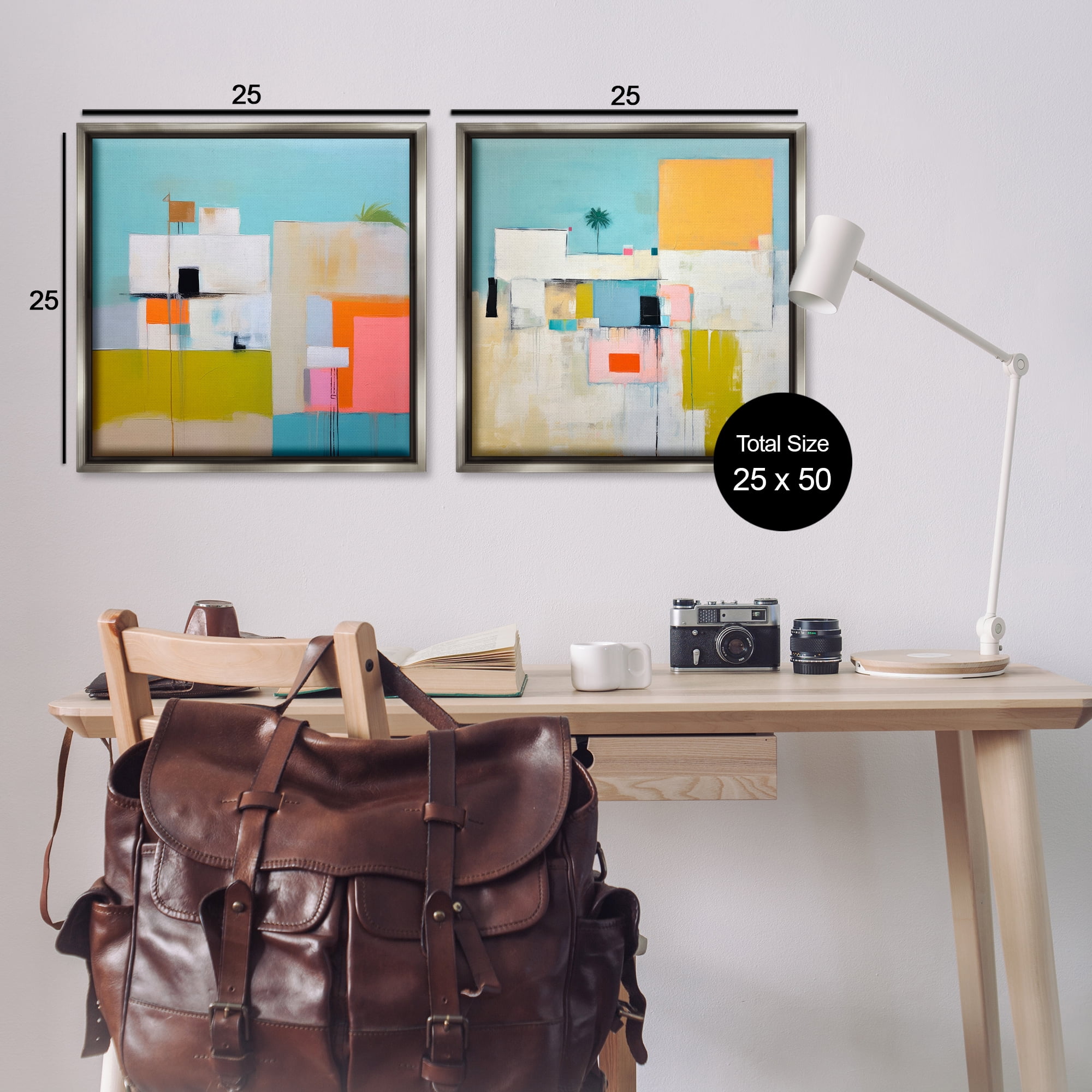 Stupell Industries Abstract Square Block Apartment Buildings & Architecture Painting Gray Floater Framed Canvas Art Print Wall Art, 25 x 25, Set of 2