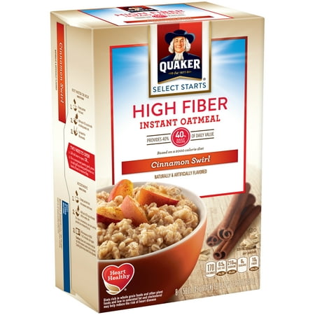 UPC 030000261927 product image for Quaker High Fiber Cinnamon Swirl Instant Oatmeal, 1.58 oz, 8 count | upcitemdb.com