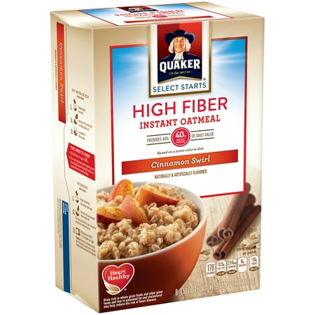 Quaker Select Starts High Fiber Cinnamon Swirl Instant Oatmeal 8-1.58 oz. Packets