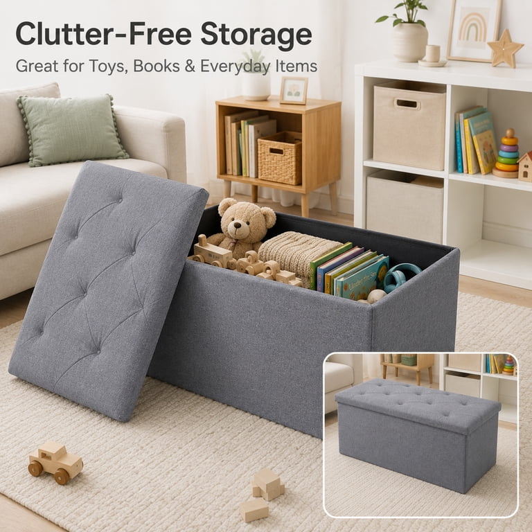 Nnovaroom Storage Ottoman Bench, Folding, 30 Inch photo 2