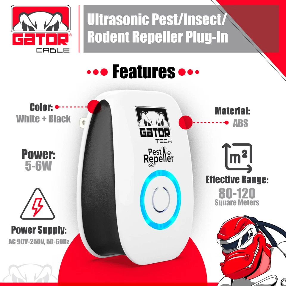 CRESTIN- Ultrasonic Pest Insect Rodent Repeller Electronic Plug-In Mice Rat Cockroach Bug