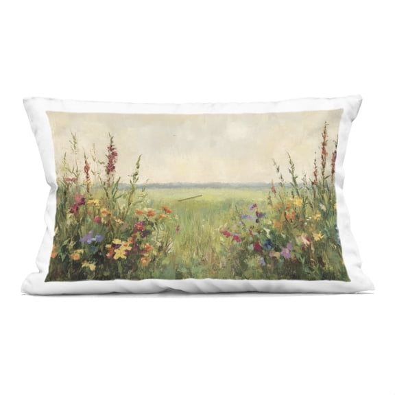 Stupell Industries Warm Painted Meadow Decorative Printed Throw Pillow design by Petal Prints Design, 14 x 7 x 20