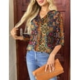 thumbnail image 5 of Zeagoo Women's Shirts Dressy Casual Long Sleeve Tops V Neck Floral Blouses Business Work Tee Tshirts, 5 of 8
