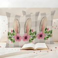 thumbnail image 3 of Grey Plaid Easter Outdoor Waterproof Pillow Covers, Checkered Spring Floral Rustic Decorative Square Throw Pillowcase Sofa Cushion Sham for Patio/Couch/Chair, 26"x26" 2 Pack, 3 of 8