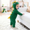 thumbnail image 6 of CUZIBR Dinosaur Baby Boy Girl Halloween Onesie With Hood Animal Romper Jumpsuit Crew Neck Long Sleeve Eye-Catching Trick or Treat Clothes,Green,9-12 Months, 6 of 8