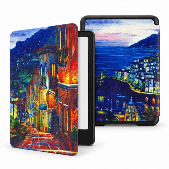Kindle Case, 6 inch, 11th Gen 2022 and 12th Gen 2024, Slim Flip Cover with Auto Sleep Wake, Lake Como Night Design