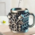 thumbnail image 4 of 2X de Café de Acero Inoxidable con Motor V6, de Café con Asa Aislante para Amantes de los Autos., 4 of 5