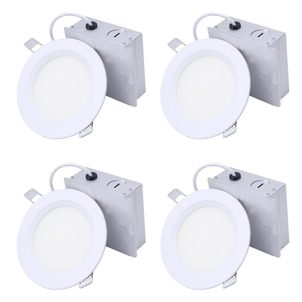 4 Pack 4 inch LED Recessed Light with Junction Box, 9W 5000K Warm White