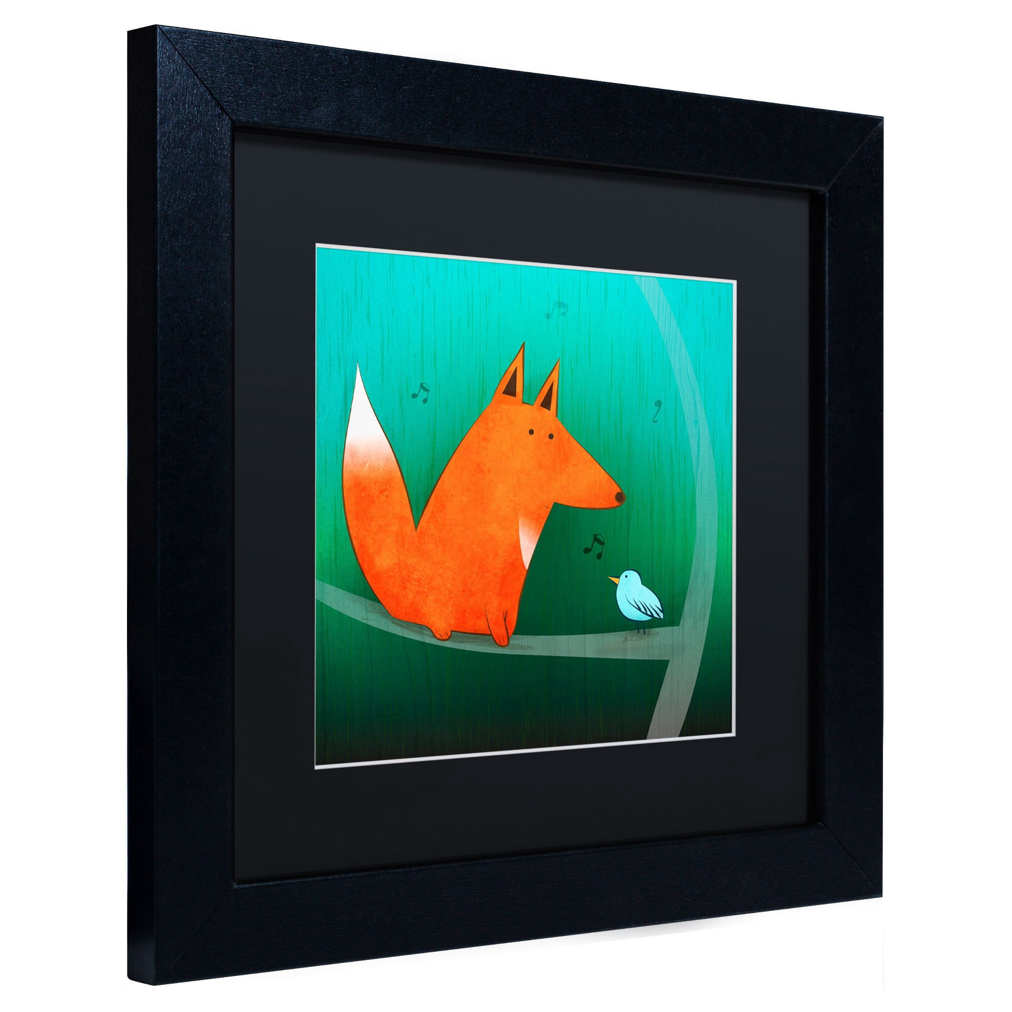 Trademark Fine Art "Fox in Tree" Canvas Art by Carla Martell, Black Matte, Black Frame