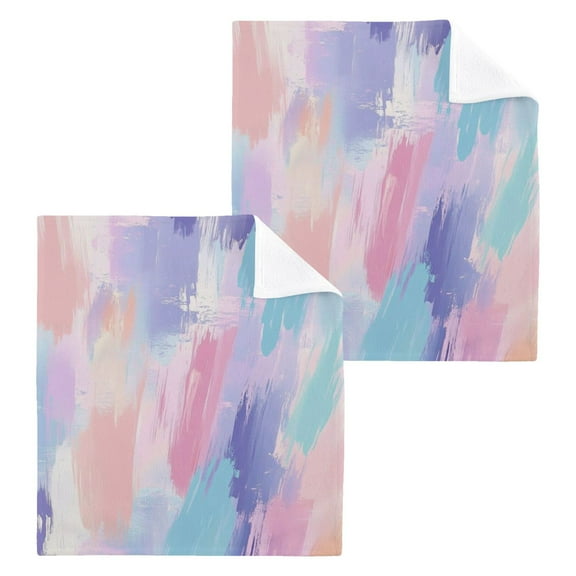 Wobogo Abstract Paste Square Cotton Towel Set of 2 Soft and Skin-friendly with Good Absorbency 12×12in