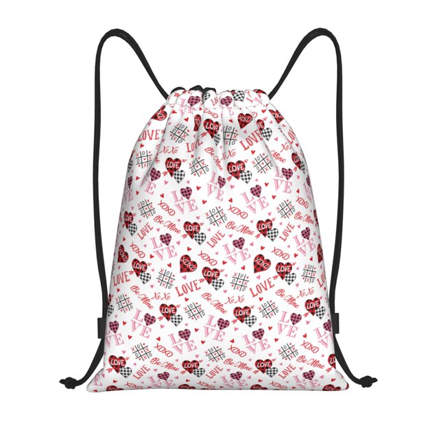 Xecao Valentine's Day Pattern Sports Drawstring Backpack - String Swim Gym Bag with Wet Proof Pocket for Women&Men-Medium