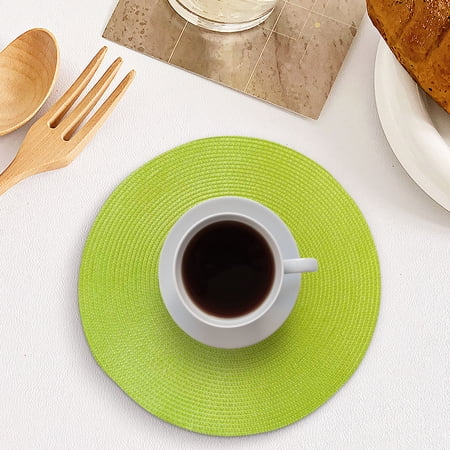 Green Round Placemats Lime Green Round Placemats Round Woven Placemats Green Placemats Straw Placemats 5 Inch Heat Resistant Lime Green Boho Placemats For Party &Amp; Everyday Use