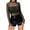 Black star, variant on Hibeli Women Semi Sheer Mesh See Through Stars Long Sleeve Glitter Clubwear Blouse Top