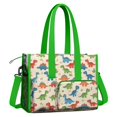 thumbnail image 2 of Teacher Tote Bag,Beige Colorful Dinosaur Pattern Teacher Utility Tote Bag,Large Work Tote Bags for Women with Multiple Pockets,Top Zipper Closure,13.8x10.6x6.7 Inch, 2 of 5