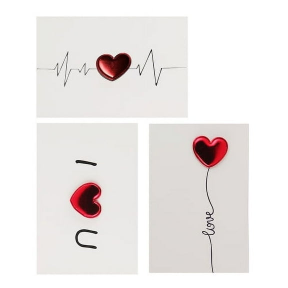 Zhaomeidaxi 3Pcs Faux Leather Valentines Day Cards Set Love Greeting Cards Assorted Blank Heart Valentine Note Cards for Wife Girlfriend Husband Boyfriend Anniversaries
