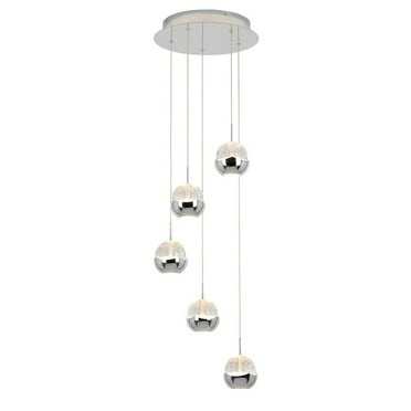 Artika Oracle 22-Watt 5 Light Chrome Modern Integrated LED Pendant Light Fixture for Dining Room or Kitchen