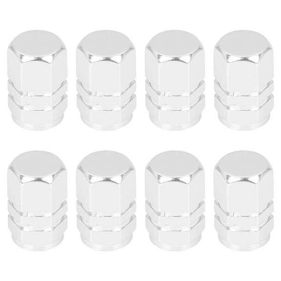 Motoforti 8pcs Silver Tone Tire Stem Valve Caps Wheel Valve Covers Car Dustproof Hexagon Shape Aluminium Alloy Tire Cap