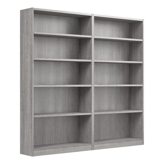 Universal Tall 5 Shelf Bookcase Set in Platinum Gray - Engineered Wood