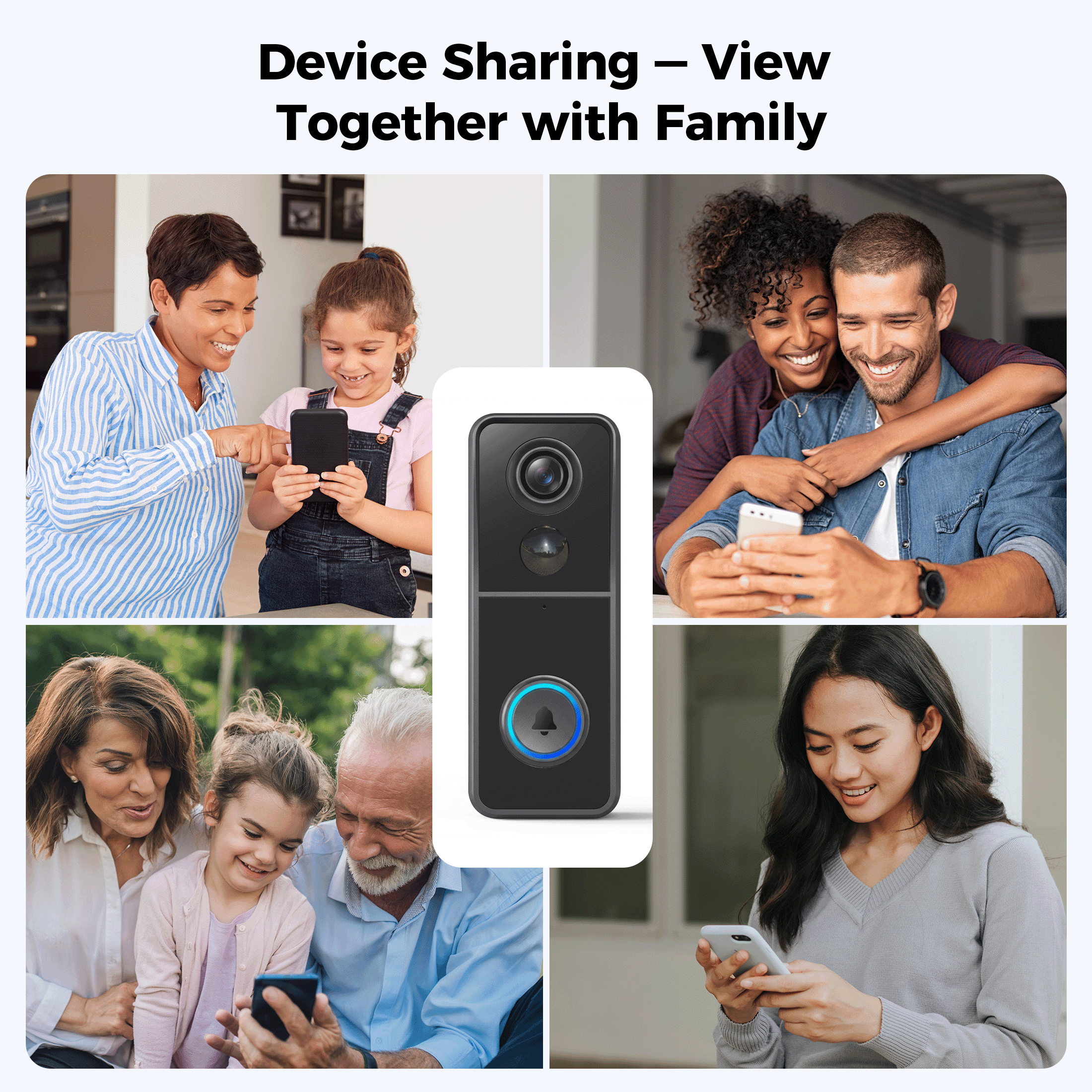 Liwan 2K Wireless Video Doorbell Camera with Chime, Smart PIR Motion Detection, 2-Way Audio, IP65 Waterproof Battery Powered Security Doorbell for Home