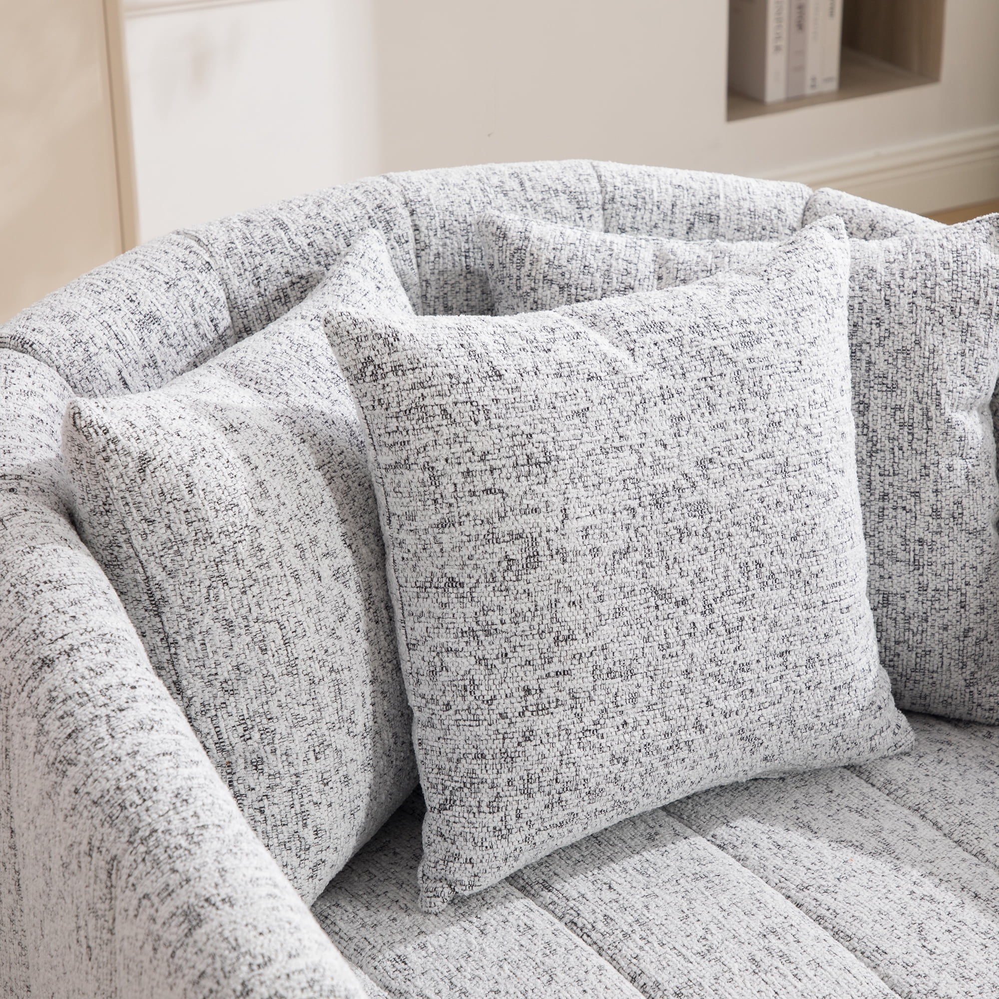 39"W Oversized 360° Swivel Accent Chair Set with Storage Ottoman and Pillow