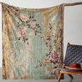 thumbnail image 3 of 1 Piece Vintage Floral Print Throw Blanket, Soft and Cozy Flannel, Warm and Comfortable for All Seasons, Ideal Gift for Any Occasion, 3 of 7