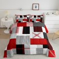 thumbnail image 2 of Erosebridal Patchwork Rectangle Bedding King Comforter Set,Geometry Stripe Bedding Sets King with Comforter,Abstract Artwork Decor,Reversible,Breathable,3-Piece, 2 of 7