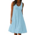 thumbnail image 2 of FcBaudy Robes d'Été pour Femmes, Robes pour Femmes, Jupe pour Femmes Robe d'Été pour Femmes à Col Rond Imprimée Sans Manches Robe de Plage pour Femmes Jupe en Coton, 2 of 8
