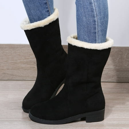 

OKBOP Women s Middle Mid Calf Boots-Christmas Mid Calf Fashion Tactical Boots Womens Shoes Warm Winter Womens Boots Clearance