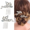 thumbnail image 2 of Wedding Hair Comb Elegant: 2PCS Fake Crystal Bridal Hair Piece Bridal Side Comb, 2 of 7