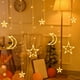 thumbnail image 1 of Lámpara de Cortina de Estrellas, Diseño de Luz Led Multicolor, Luz Blanca Cálida, Decoración Solar En Exteriores E Interiores, Perfecta para Fiestas, Bodas, Navidad, 350 Cm de Largo., 1 of 7