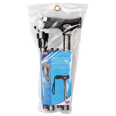 Carex Soft Grip Derby Folding Cane, Black