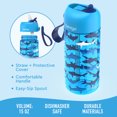 thumbnail image 5 of Bentgo Kids Water Bottle 2-Pack, Tritan Plastic Leak-Proof BPA-Free 15 oz Cups for Toddlers & Children - Flip-Up Safe-Sip Straw, Shark, 5 of 6