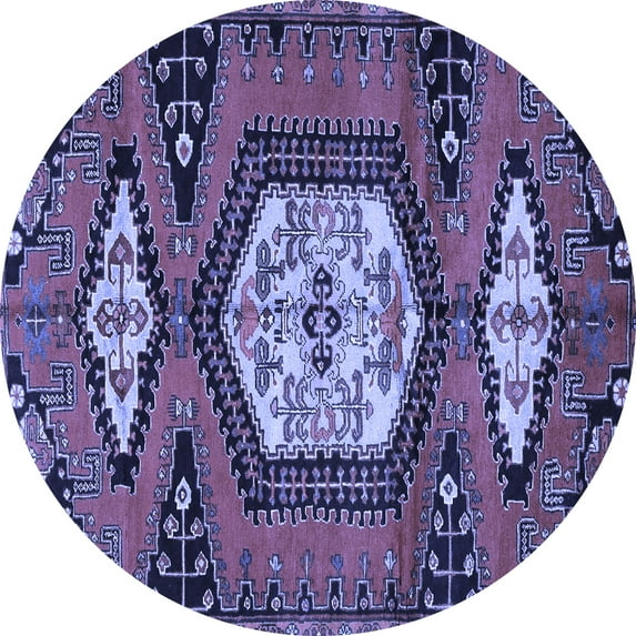 Ahgly Company Machine Washable Indoor Round Persian Blue Traditional Area Rugs, 6' Round